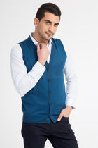 Petrol Yünlü Klasik Yelek