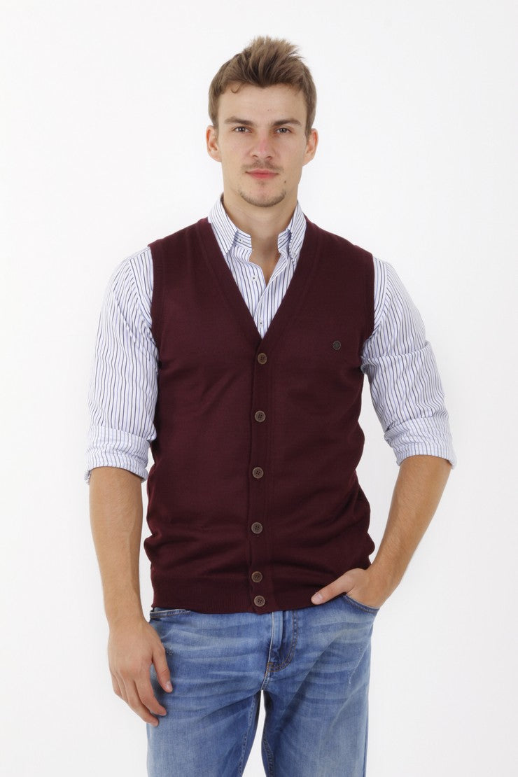 Bordo Düz Yelek