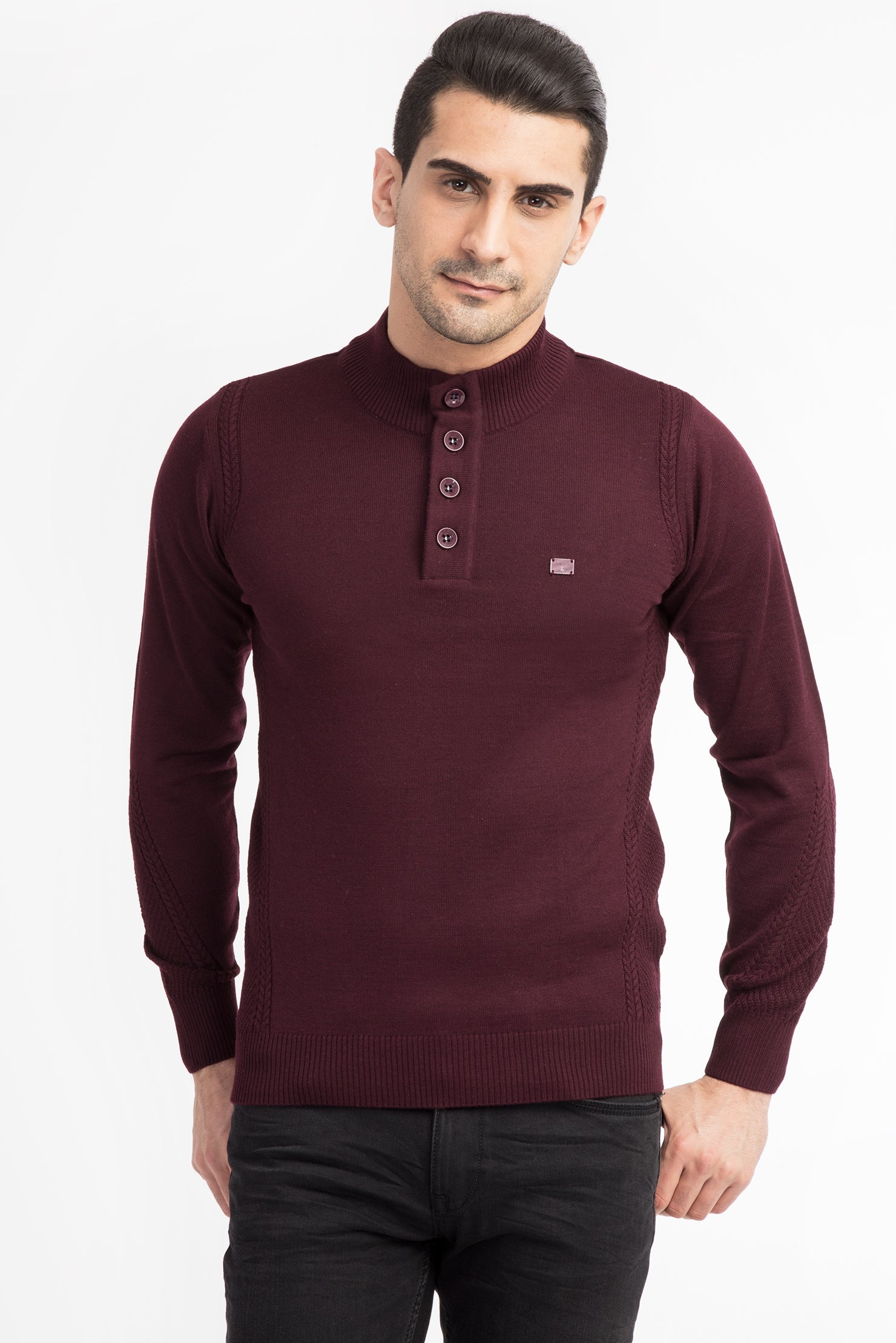 Bordo Bato Yaka Slım Triko