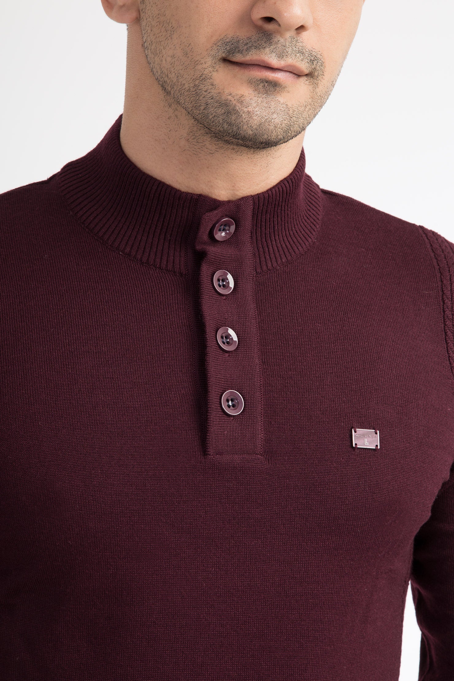 Bordo Bato Yaka Slım Triko