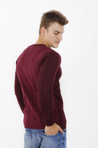 Bordo V Yaka Slım Triko