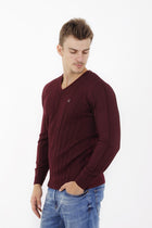 Bordo V Yaka Slım Triko