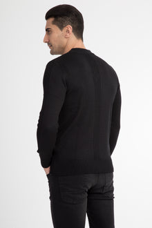 Siyah V Yaka Slim Fit Dar Kesim Yünlü Triko Kazak-Abdullah Ki??l?