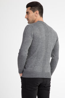 Orta Füme V Yaka Slim Fit Dar Kesim Yünlü Triko Kazak-Abdullah Ki??l?