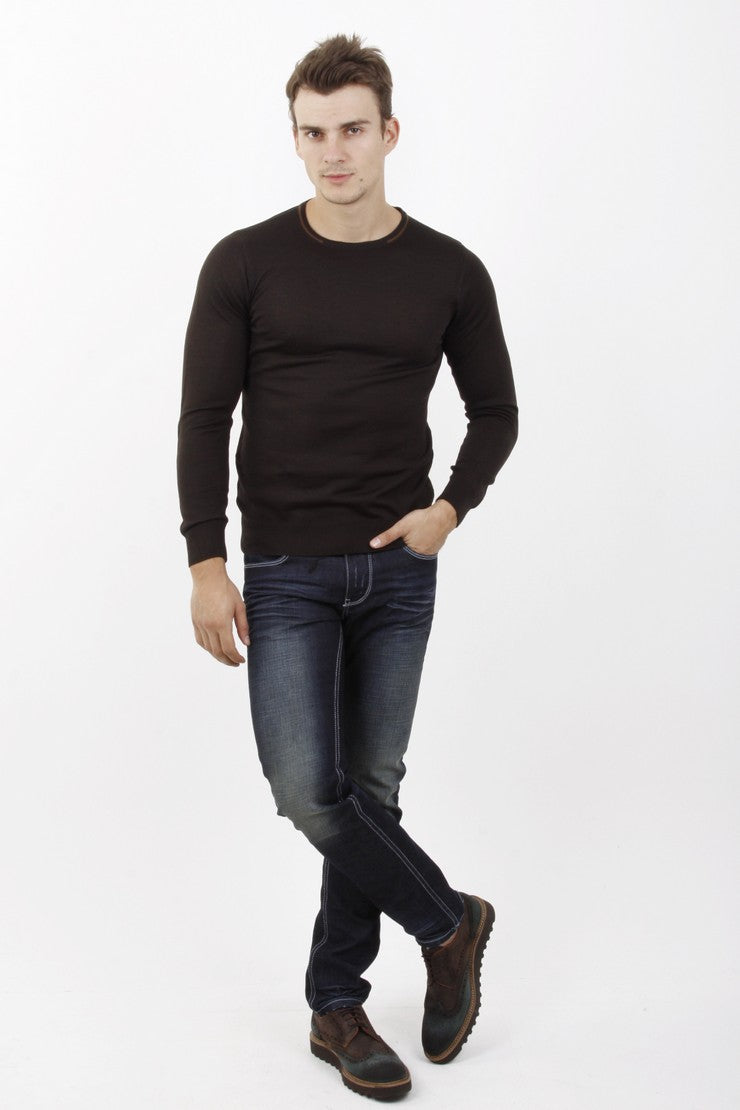 Kahve Bis Yaka Tasarım Triko