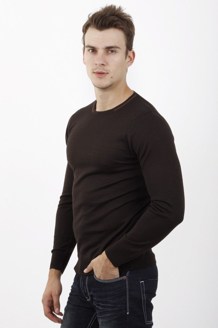 Kahve Bis Yaka Tasarım Triko