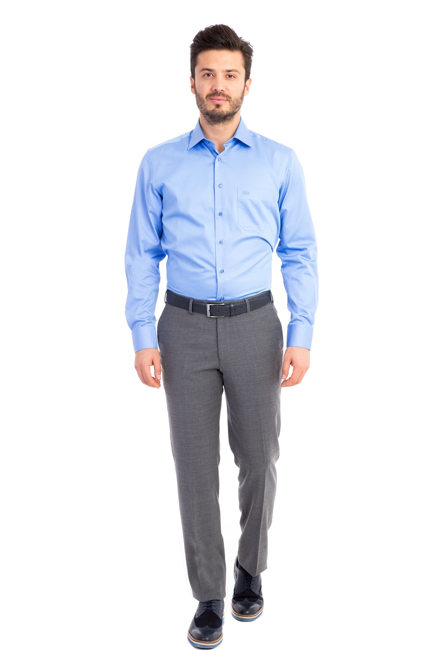Aç?k Gri 6 Drop Regular Fit Standart Kesim Flanel Kuma? Pantolon-Abdullah Ki??l?
