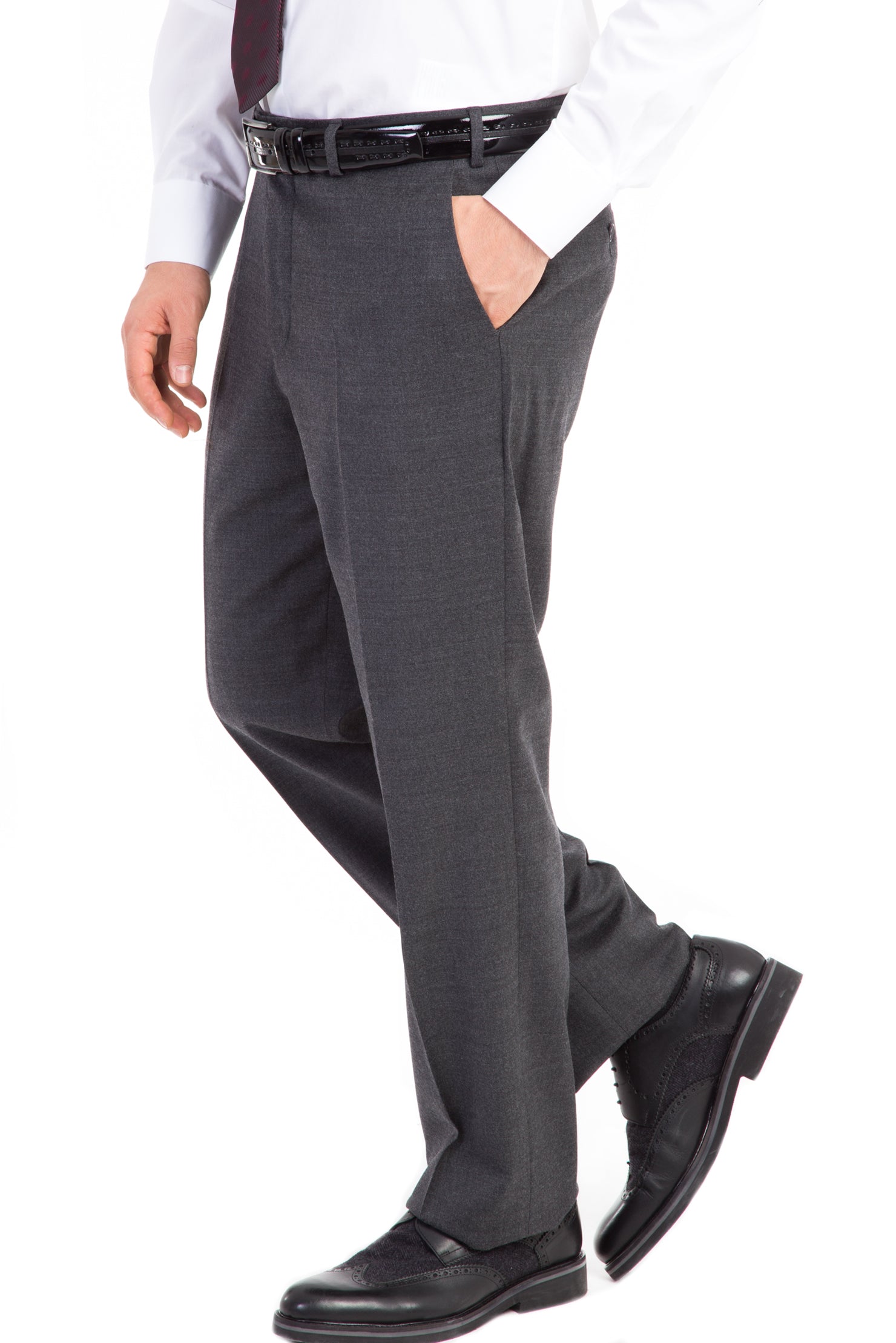 Orta Füme Yünlü Klasik Flanel Kumaş Pantolon