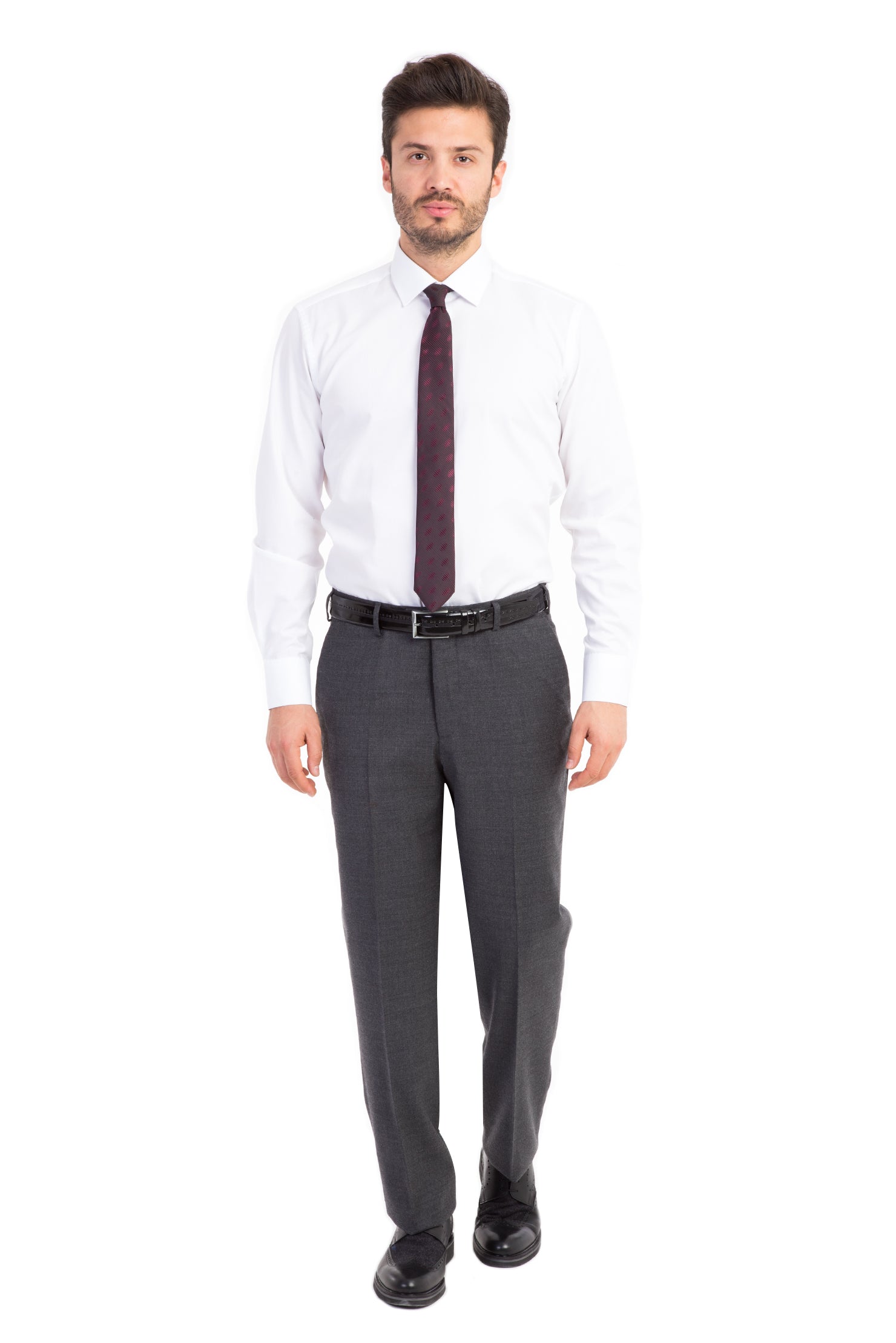 Orta Füme Yünlü Klasik Flanel Kumaş Pantolon