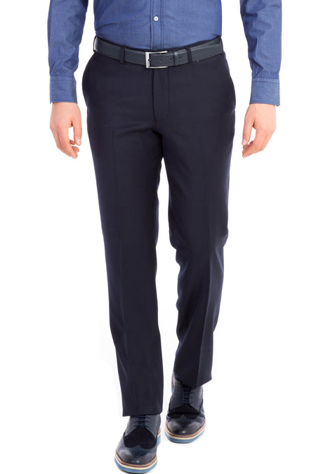 Lacivert 6 Drop Regular Fit Standart Kesim Flanel Kuma? Pantolon-Abdullah Ki??l?