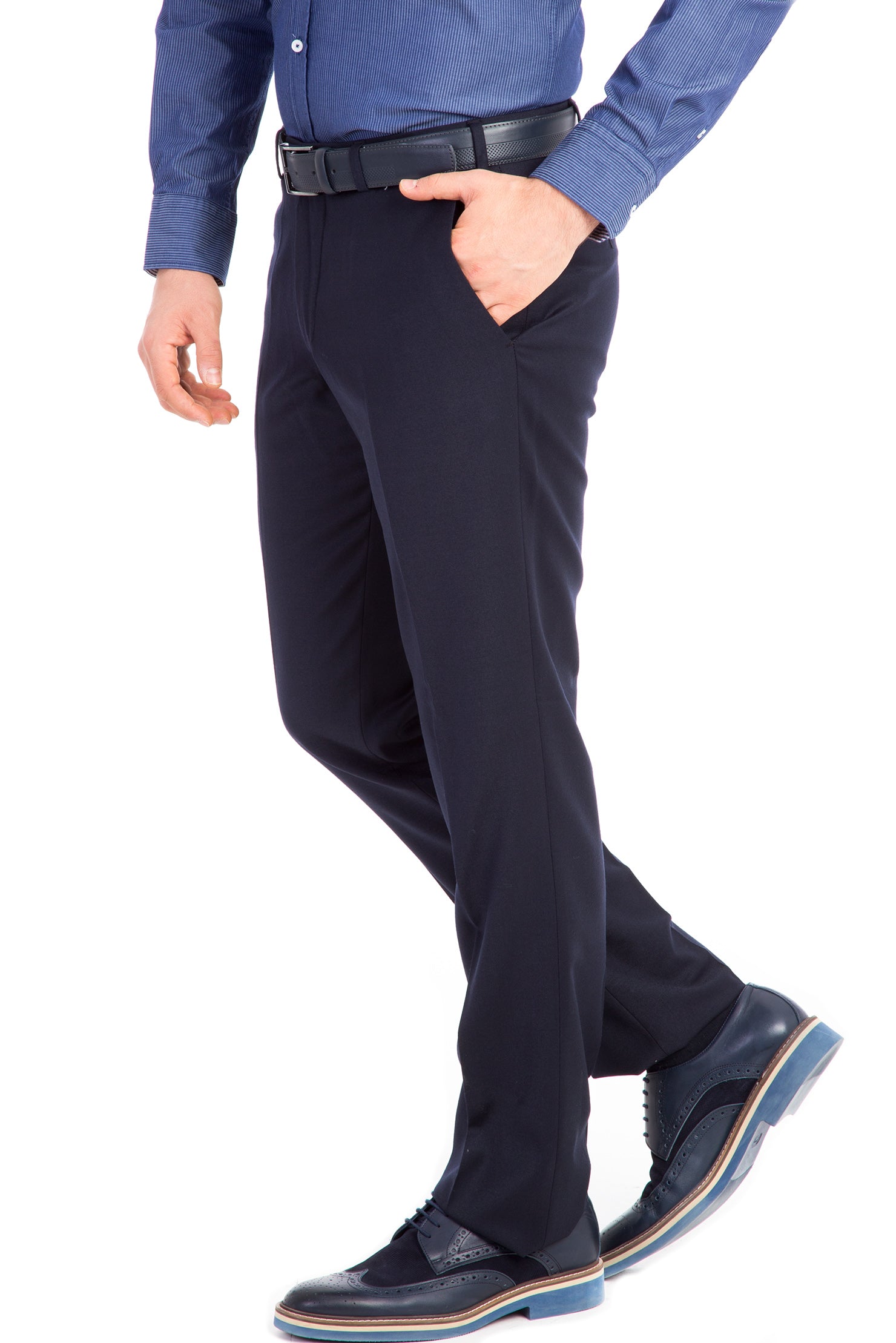 Lacivert 6 Drop Regular Fit Standart Kesim Flanel Kuma? Pantolon-Abdullah Ki??l?