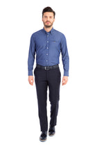 Lacivert 6 Drop Regular Fit Standart Kesim Flanel Kuma? Pantolon-Abdullah Ki??l?