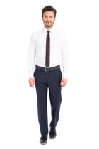 Koyu Mavi Yünlü Klasik Flanel Kumaş Pantolon