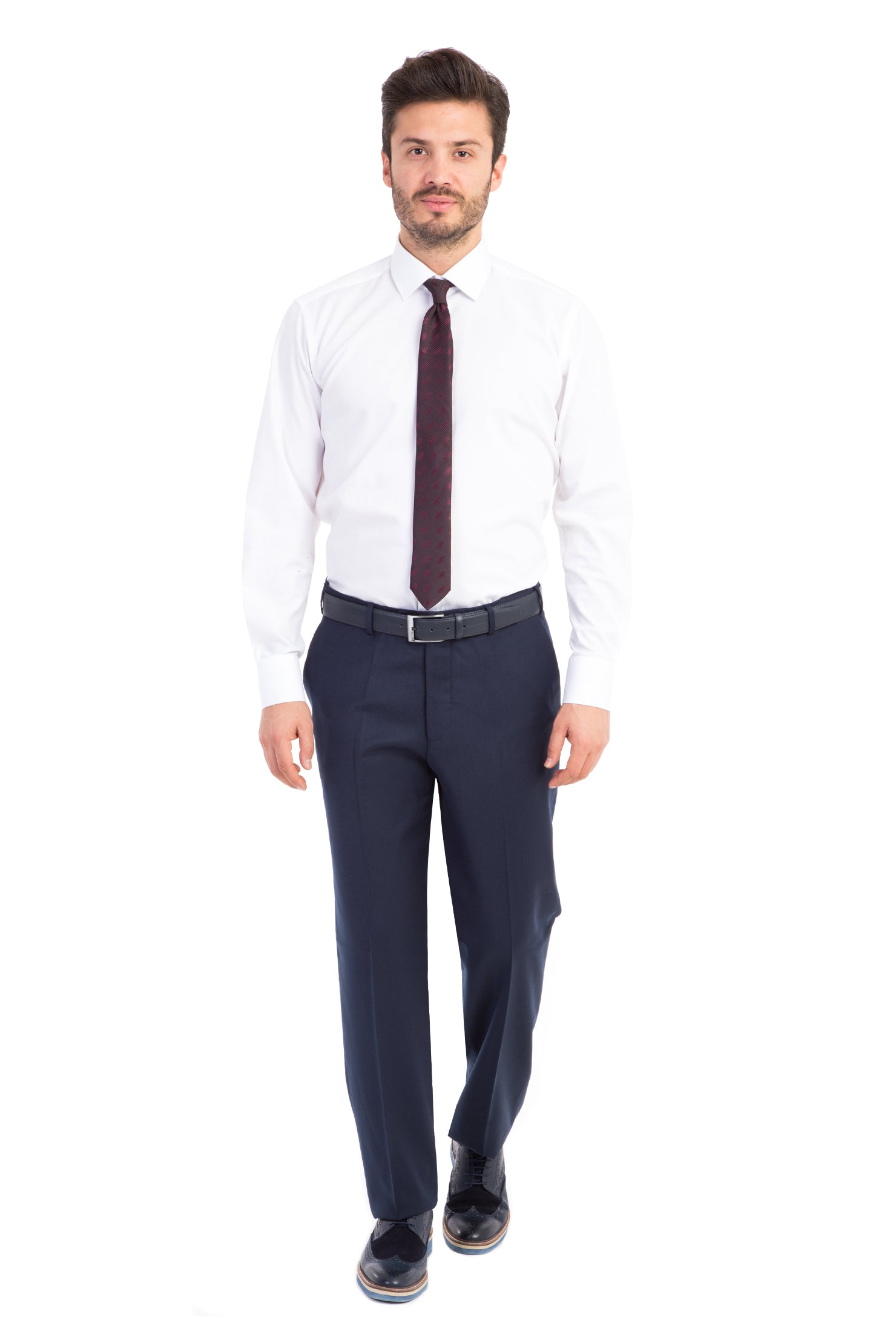 Koyu Mavi Yünlü Klasik Flanel Kumaş Pantolon