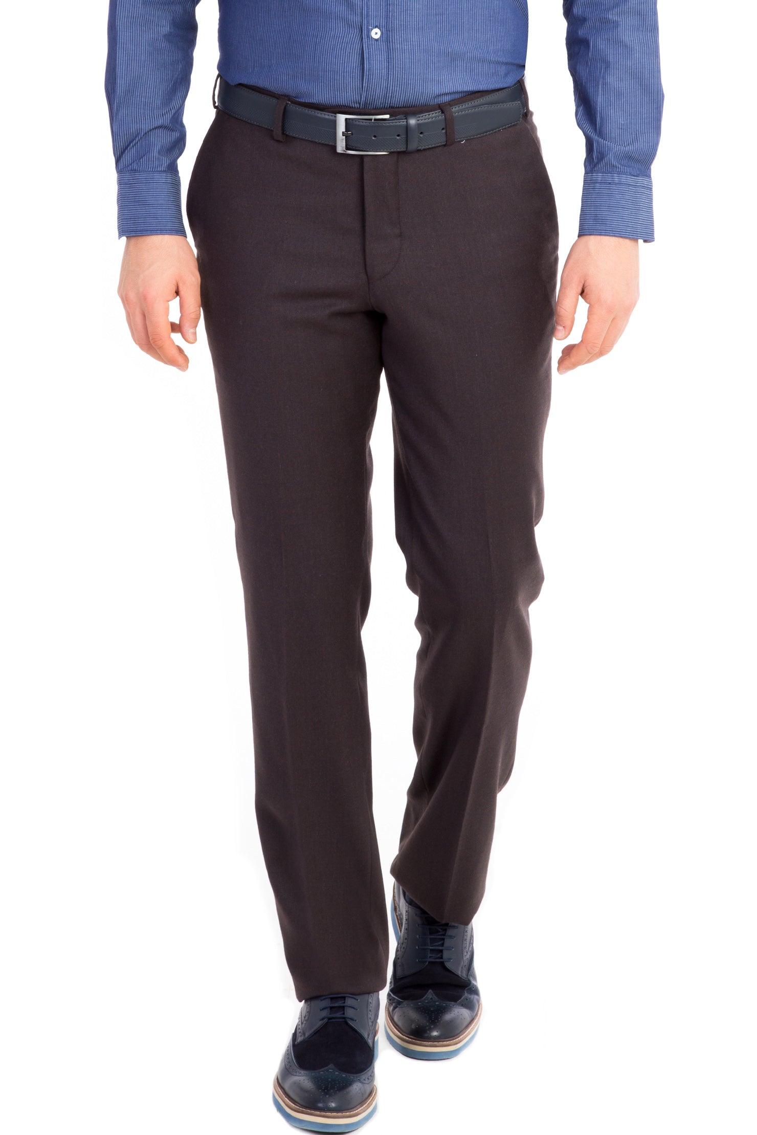 Koyu Kahve Yünlü Klasik Flanel Kumaş Pantolon