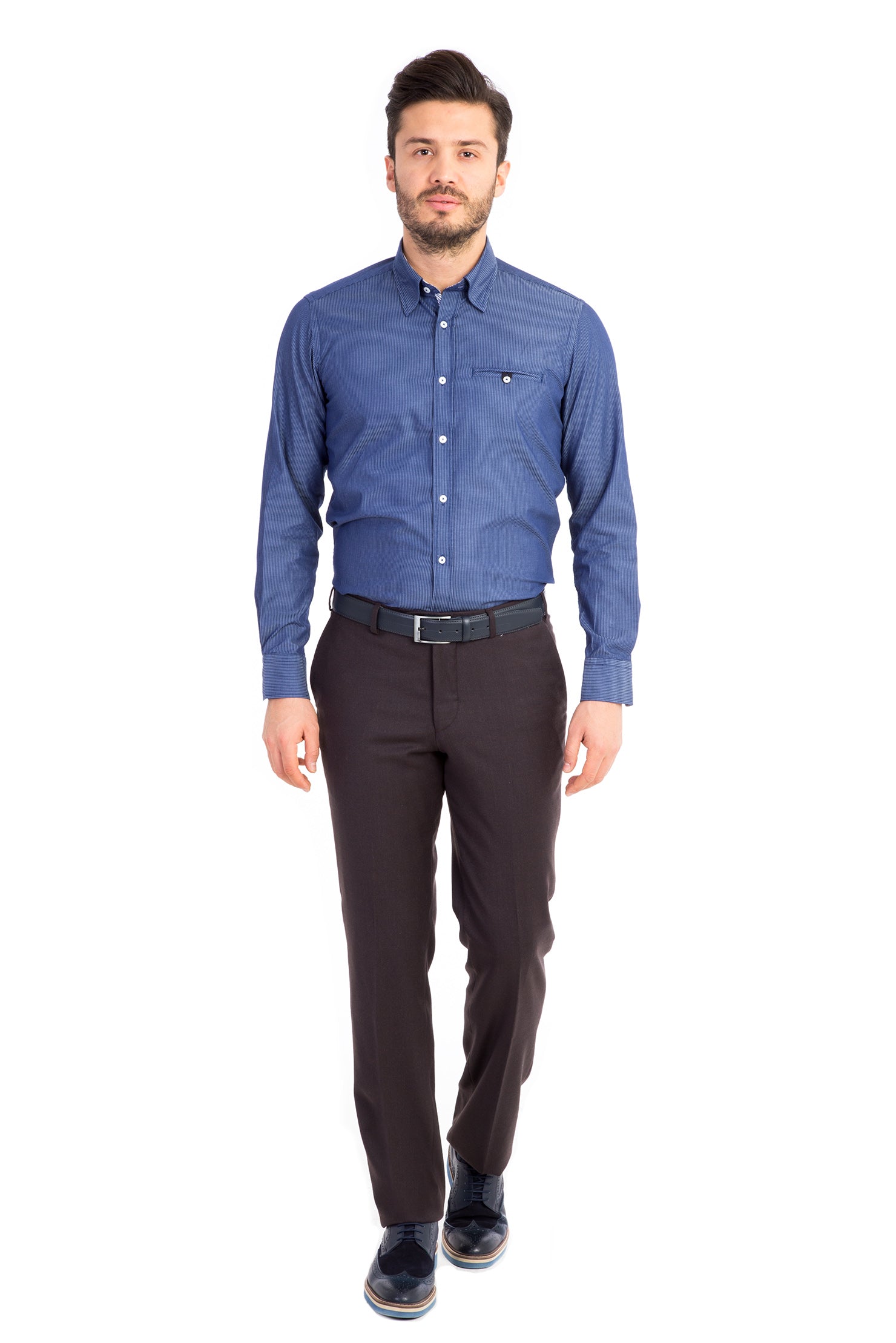 Koyu Kahve Yünlü Klasik Flanel Kumaş Pantolon