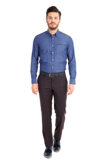 Koyu Kahve Yünlü Klasik Flanel Kumaş Pantolon