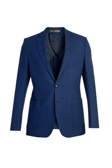 Mavi İtalyan Yünlü Desenli Ceket