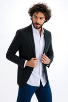 Koyu Yesil İtalyan Yünlü Desenli Ceket