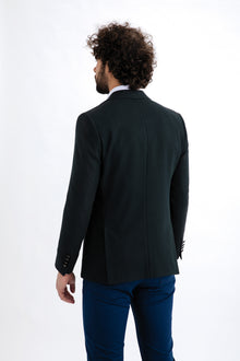 Koyu Yesil İtalyan Yünlü Desenli Ceket