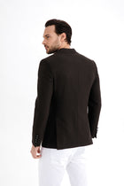 Koyu Kahve İtalyan Yünlü Desenli Ceket