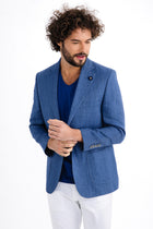 Mavi Relaxed Fit Rahat Kesim İtalyan Ekose Keten Ceket