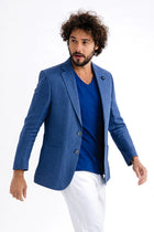 Mavi Relaxed Fit Rahat Kesim İtalyan Ekose Keten Ceket