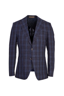 Lacivert ?talyan 7 Drop Slim Fit Dar Kesim Keten Ceket-Abdullah Ki??l?