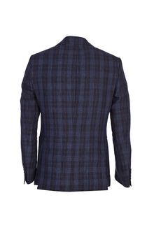 Lacivert ?talyan 7 Drop Slim Fit Dar Kesim Keten Ceket-Abdullah Ki??l?