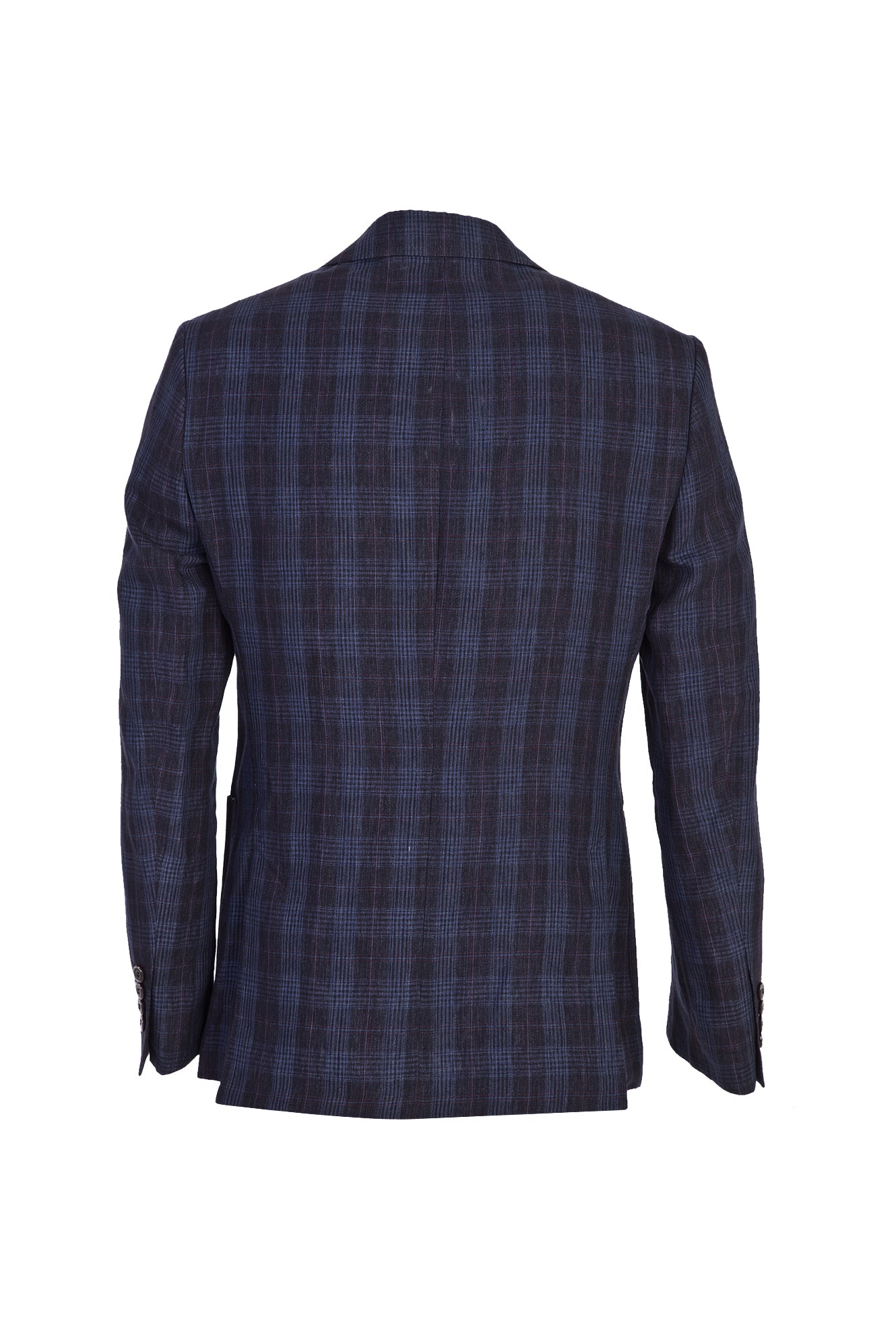 Lacivert İtalyan Slim Fit Dar Kesim Keten Ceket