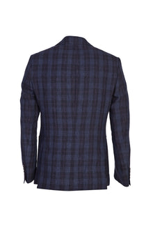 Lacivert İtalyan Slim Fit Dar Kesim Keten Ceket