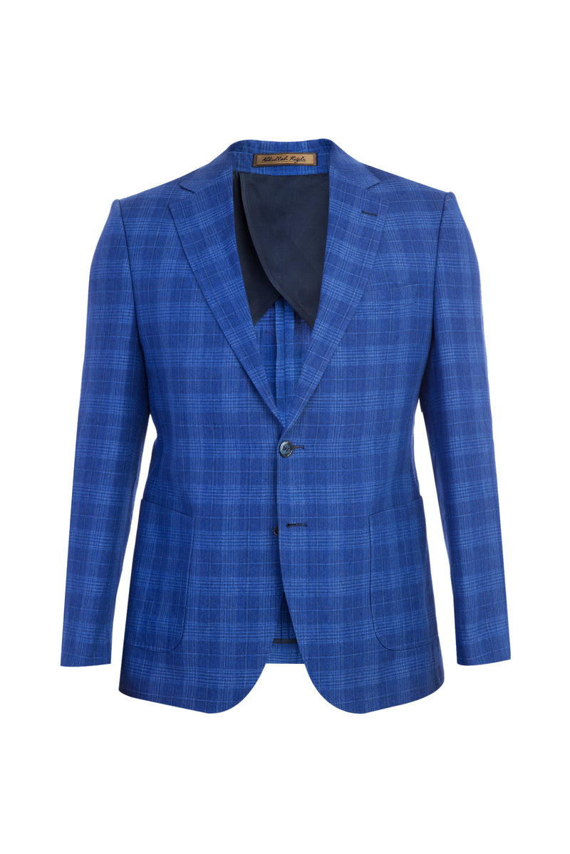 Açık Mavi İtalyan Slim Fit Dar Kesim Keten Ceket