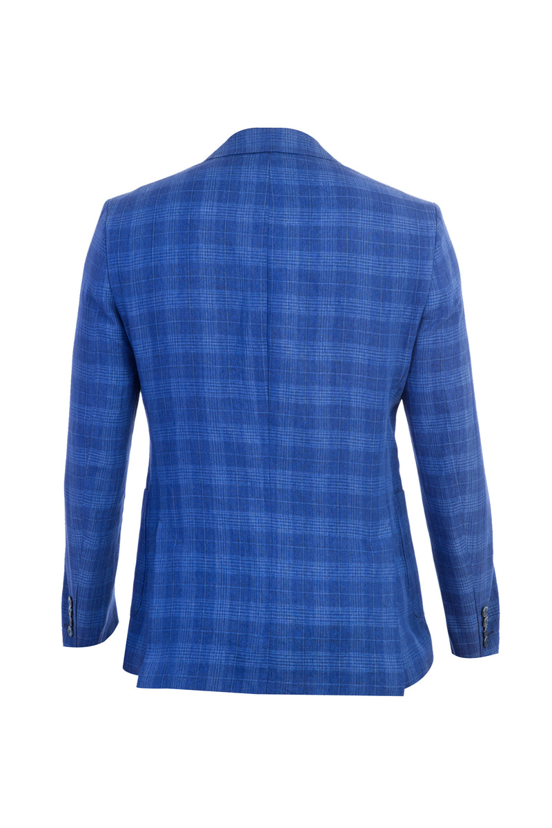 Açık Mavi İtalyan Slim Fit Dar Kesim Keten Ceket