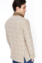 Açık Kahve - Camel İtalyan Yünlü Kareli Ceket