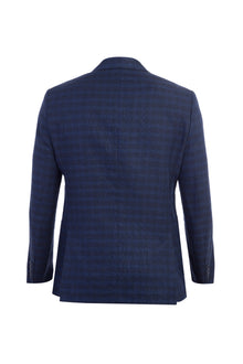 Lacivert 7 Drop Slim Fit Dar Kesim ?talyan Kareli Ceket-Abdullah Ki??l?