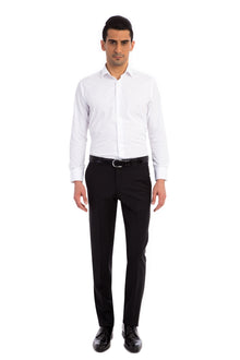 Siyah 6 Drop Regular Fit Standart Kesim Yünlü Klasik Kuma? Pantolon-Abdullah Ki??l?