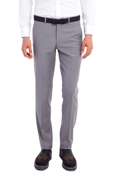 Aç?k Gri 6 Drop Regular Fit Standart Kesim Yünlü Klasik Kuma? Pantolon-Abdullah Ki??l?
