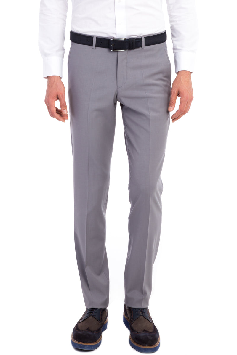Aç?k Gri 6 Drop Regular Fit Standart Kesim Yünlü Klasik Kuma? Pantolon-Abdullah Ki??l?