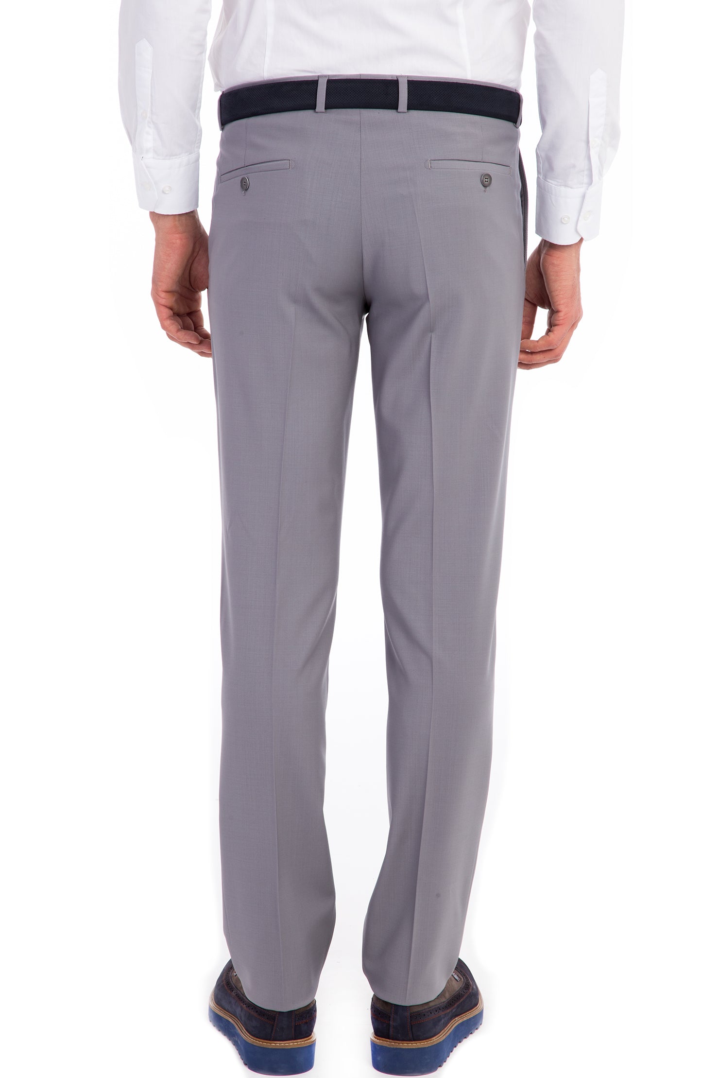 Açık Gri Regular Fit Yünlü Klasik Kumaş Pantolon