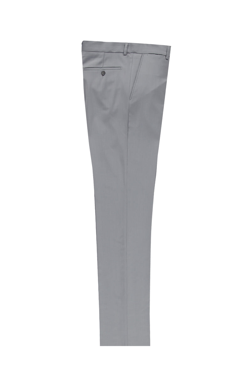 Aç?k Gri 6 Drop Regular Fit Standart Kesim Yünlü Klasik Kuma? Pantolon-Abdullah Ki??l?