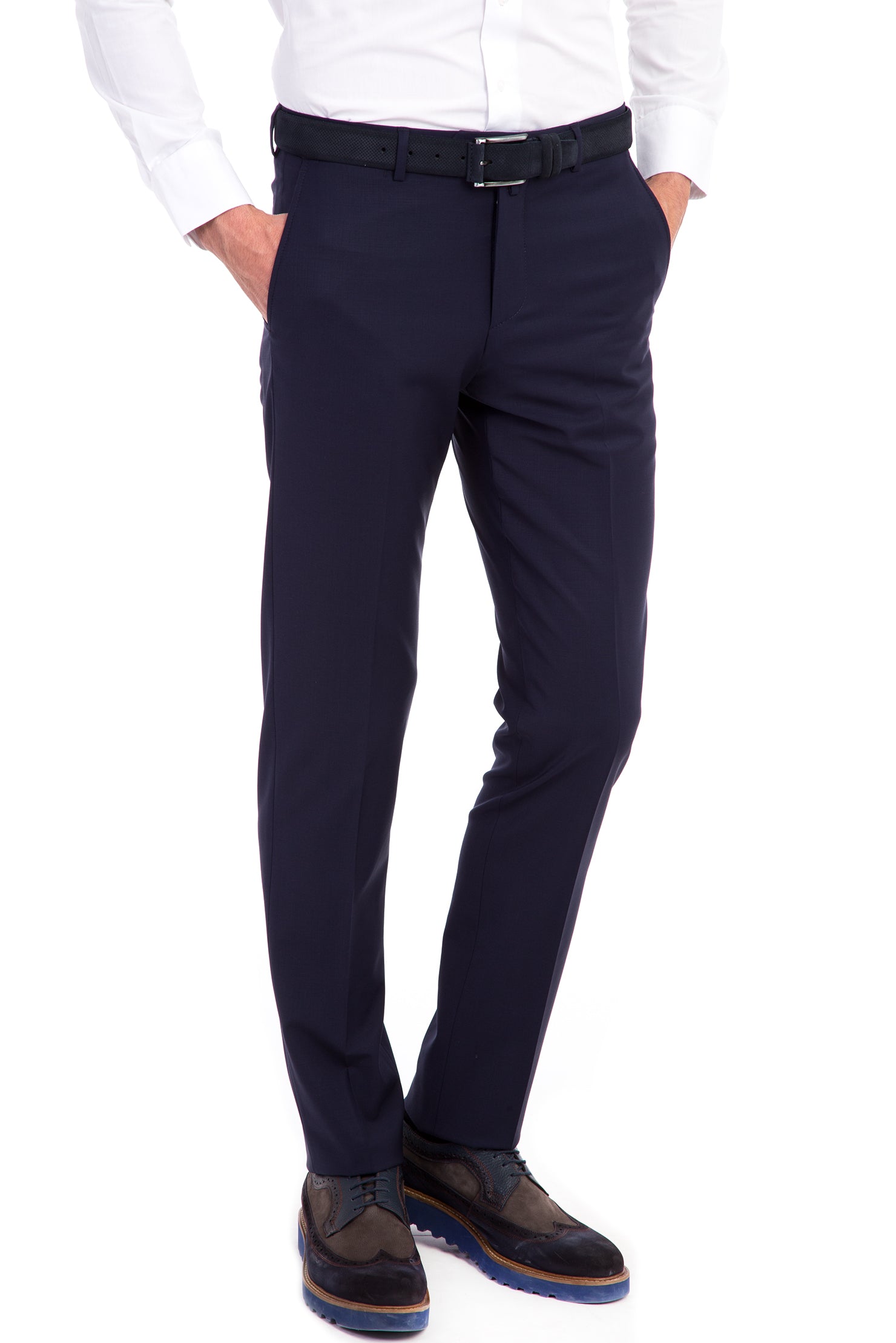 Lacivert 6 Drop Regular Fit Standart Kesim Yünlü Klasik Kuma? Pantolon-Abdullah Ki??l?