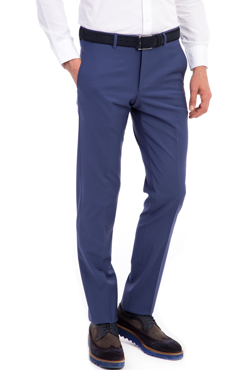 Koyu Mavi Yünlü Klasik Kumaş Pantolon