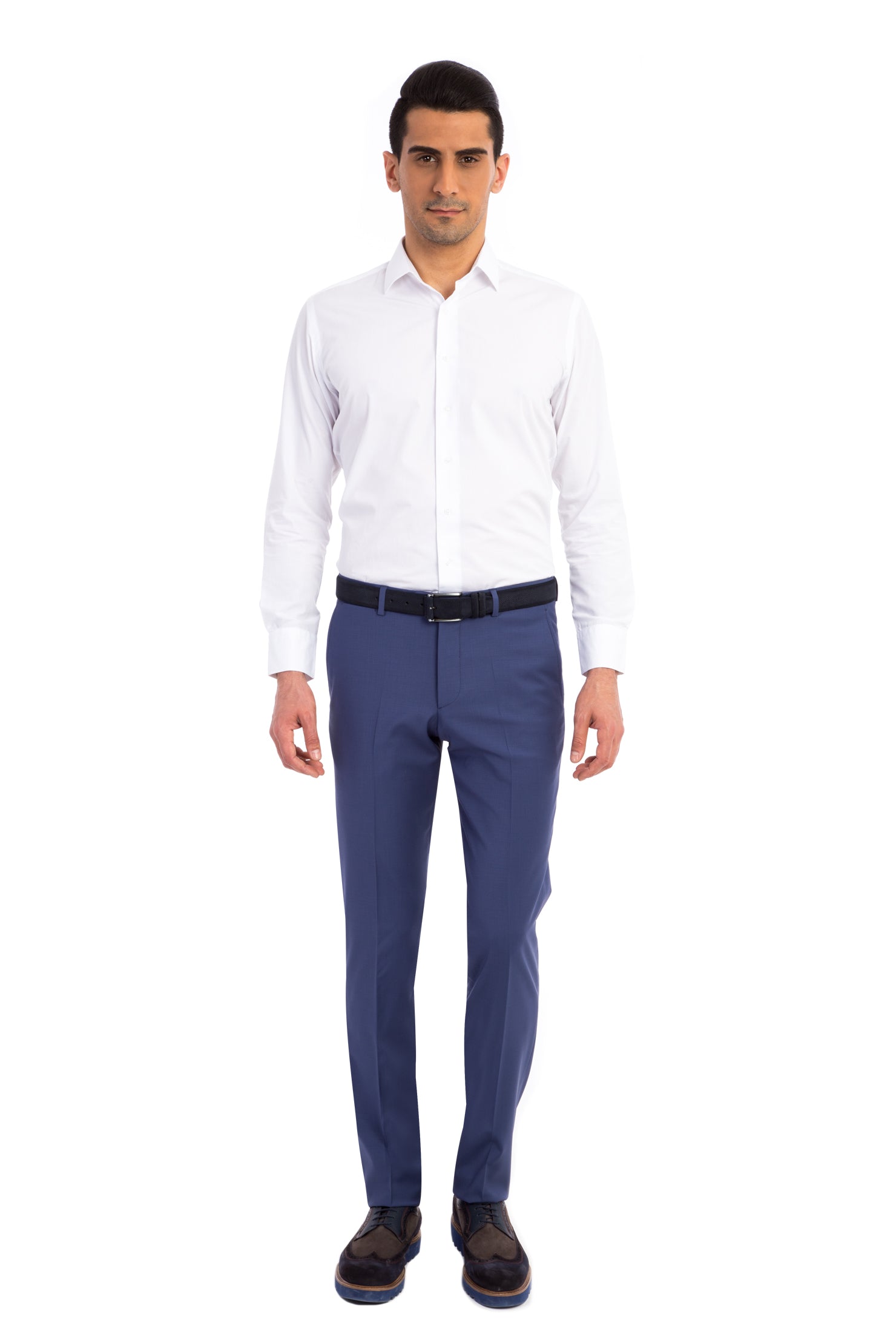 Koyu Mavi Yünlü Klasik Kumaş Pantolon