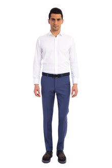 Koyu Mavi Yünlü Klasik Kumaş Pantolon