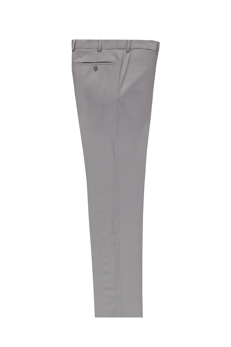 Aç?k Gri 7 Drop Slim Fit Dar Kesim Yünlü Klasik Kuma? Pantolon-Abdullah Ki??l?