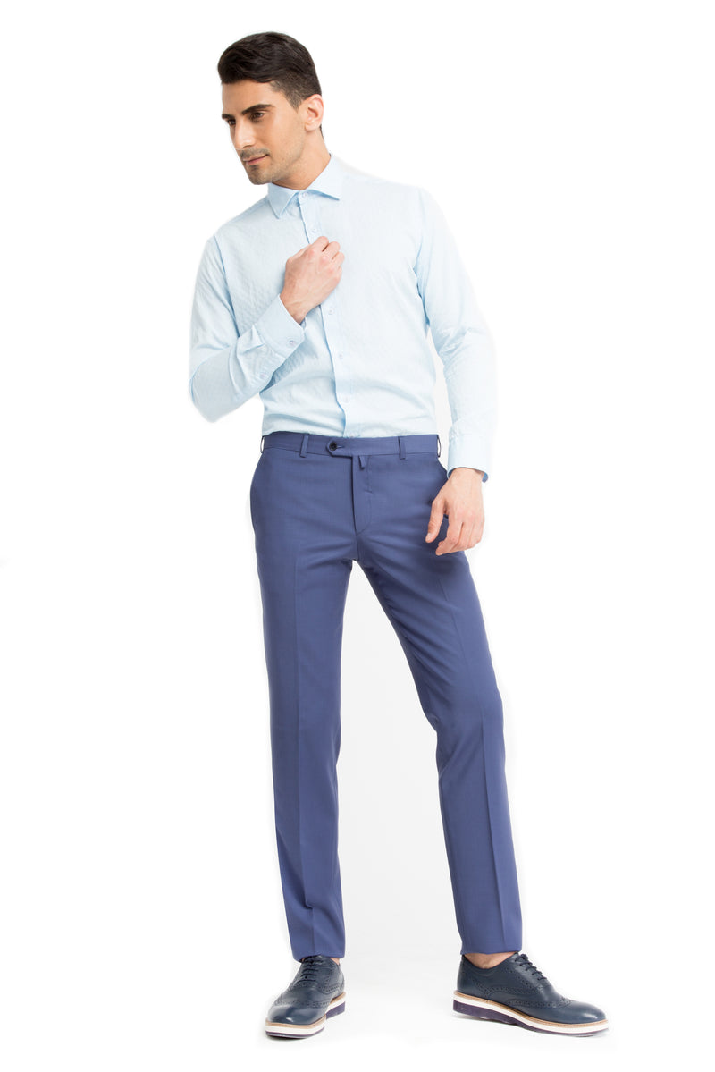 Koyu Mavi İtalyan Yünlü Klasik Kumaş Pantolon
