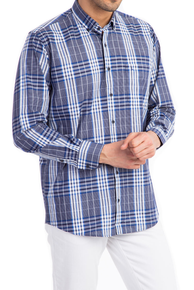 Füme Gri Ak Wb Ekose Spor Gömlek