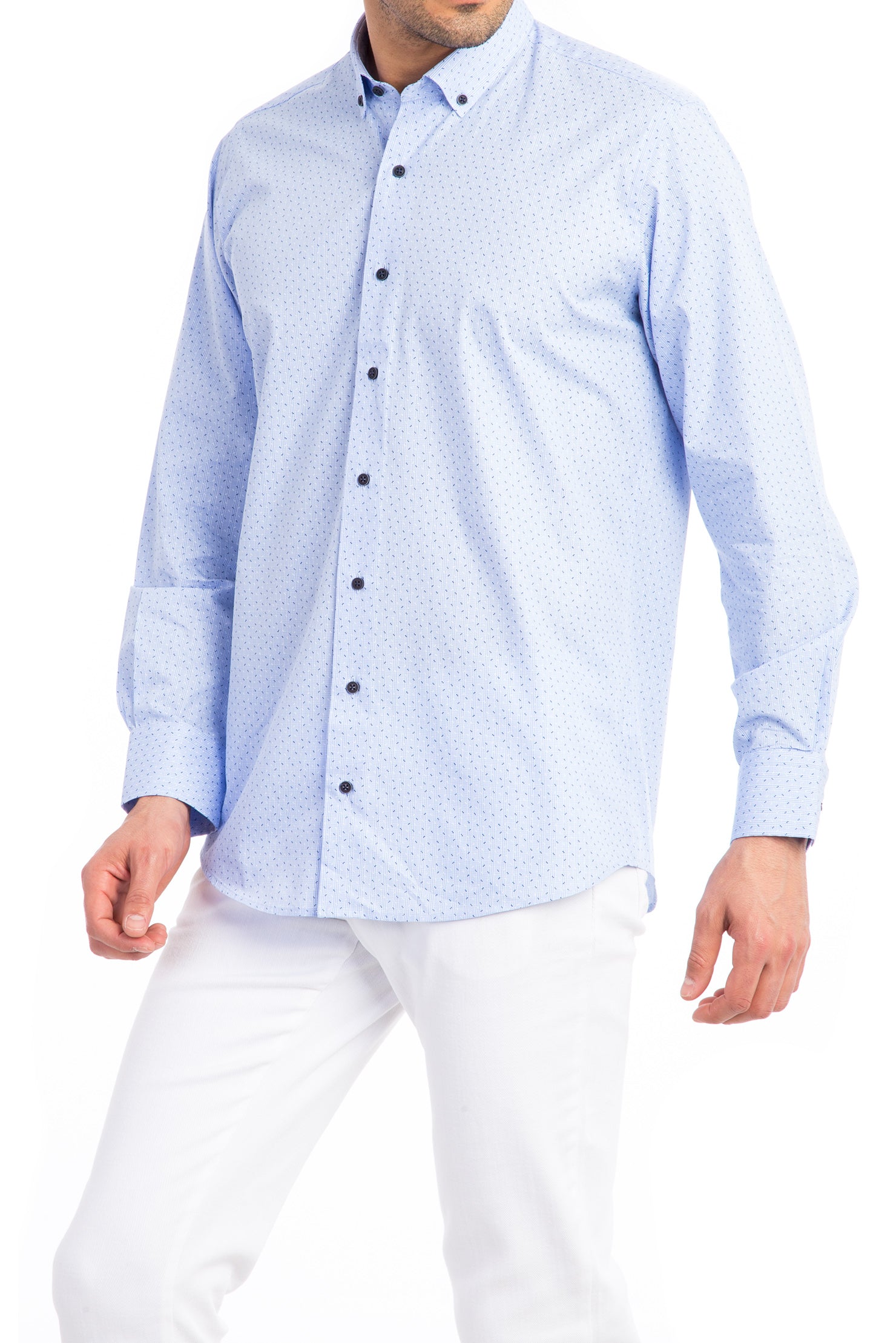 Açık Mavi Ak Wb Ekose Spor Gömlek