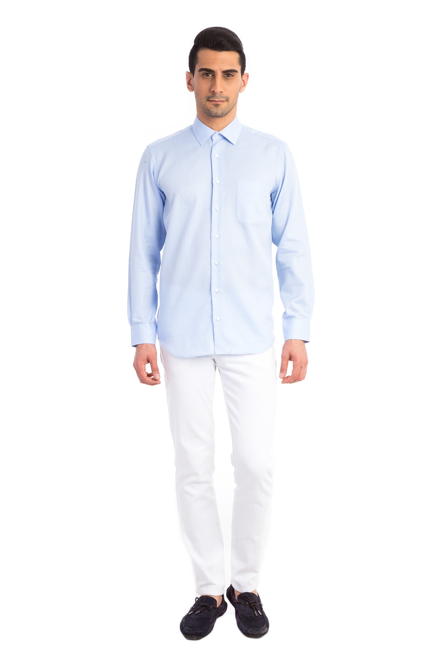 Açık Mavi A.K Kz Klasik Armürlü Göm