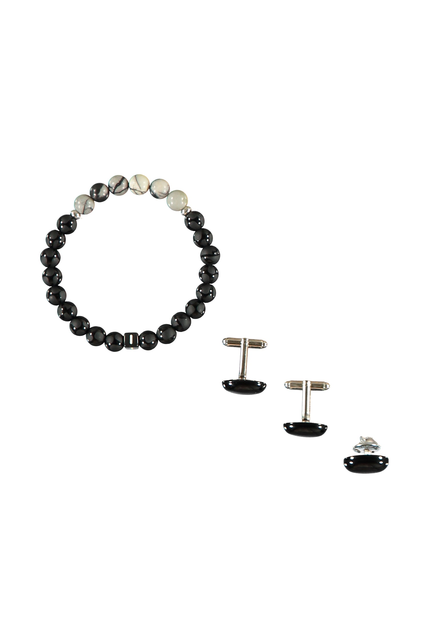 Krem 3'lü Bileklik & Rozet & Kol Düğmesi Seti